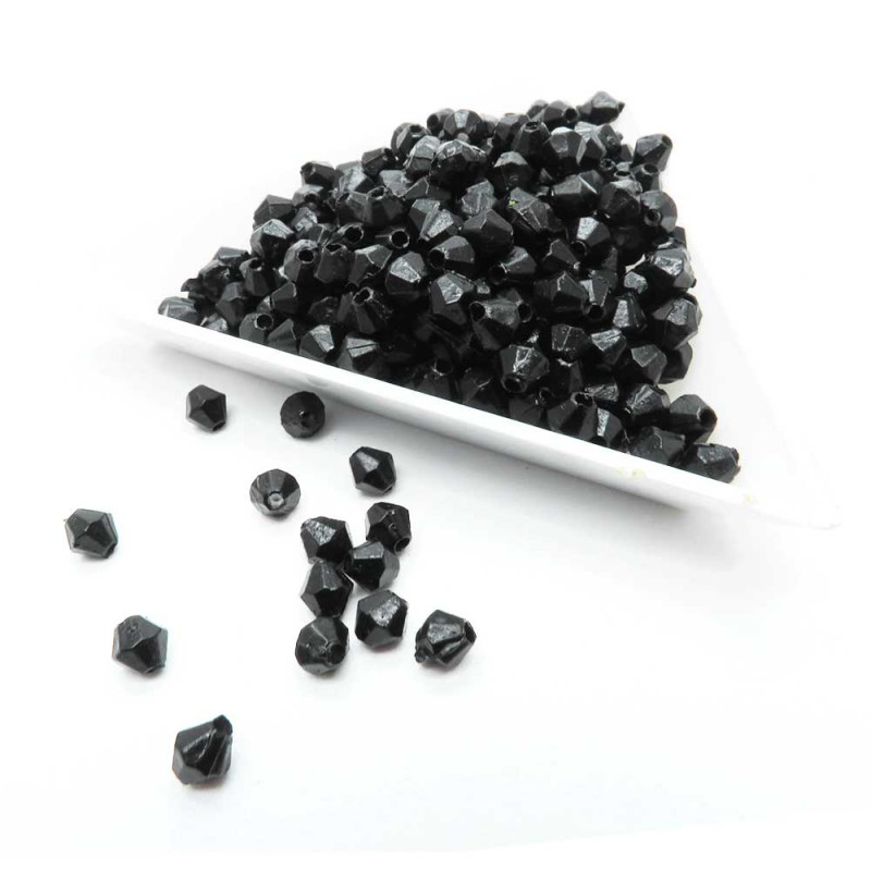 10g schwarze Acryl Perlen 4mm Rhomben - Schmuckzubehör - Leisure-Beads DIY