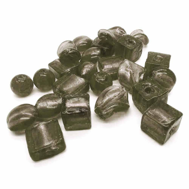 25 Stück graubraune Perlen im Mix 15-8mm Lampwork Glasperlen - Schmuckzubehör - Leisure-Beads DIY