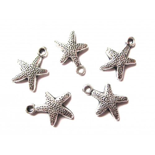 Leisure-Beads - 5x silberfarben Seestern 16x12mm Schmuckanhänger - Schmuckzubehör