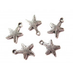 5x silberfarben Seestern 16x12mm Schmuckanhänger - Schmuckzubehör
