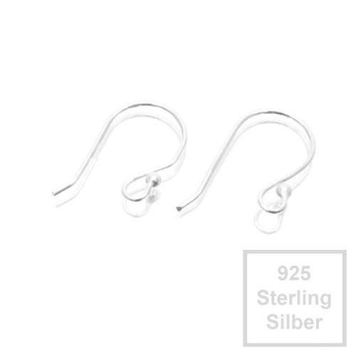 Leisure-Beads - 2x 925 Sterling Silber Ohrhaken 20x10mm 925er Ohrfedern - Schmuckzubehör