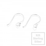 2x 925 Sterling Silber Ohrhaken 20x10mm 925er Ohrfedern - Schmuckzubehör