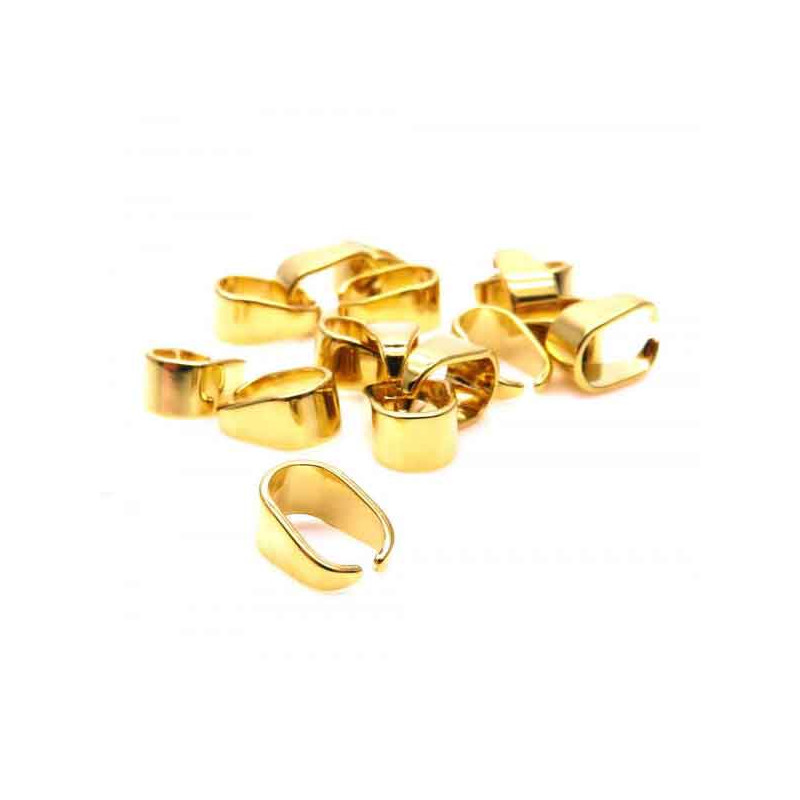 2x Edelstahl Collierschlaufe 7,5x5mm goldfarben Anhängerhaken - Schmuckzubehör Collierschlaufe - Leisure-Beads DIY