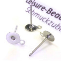 10 Stück / 5 Paar Edelstahl Ohrstecker zum Bekleben mit Öse Klebefläche 6mm Studs mit Stopper - Schmuckzubehör Ohrringe