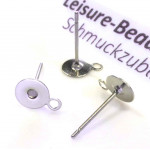 10x Edelstahl Ohrstecker 6mm zum Bekleben mit Öse - Schmuckzubehör