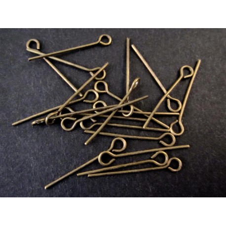 Leisure-Beads - 20 bronzefarbene Kettelstifte 22mm Schmuckdraht mit Öse - Schmuckzubehör