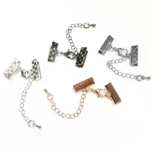 Leisure-Beads - 4x 15mm Bandklemmen in 4 Farben Verschluss mit Karabiner und Kette - Schmuckzubehör