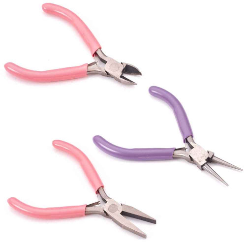 Leisure-Beads - Pastell Schmuck Zangen Set mit Rundzange, Seitenschneider und Flachzange - Schmuckzubehör