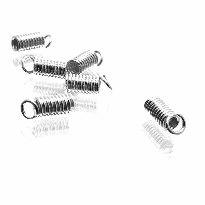 10x silberfarben Spiralendkappe Innen 2mm 7x3mm - Schmuckzubehör