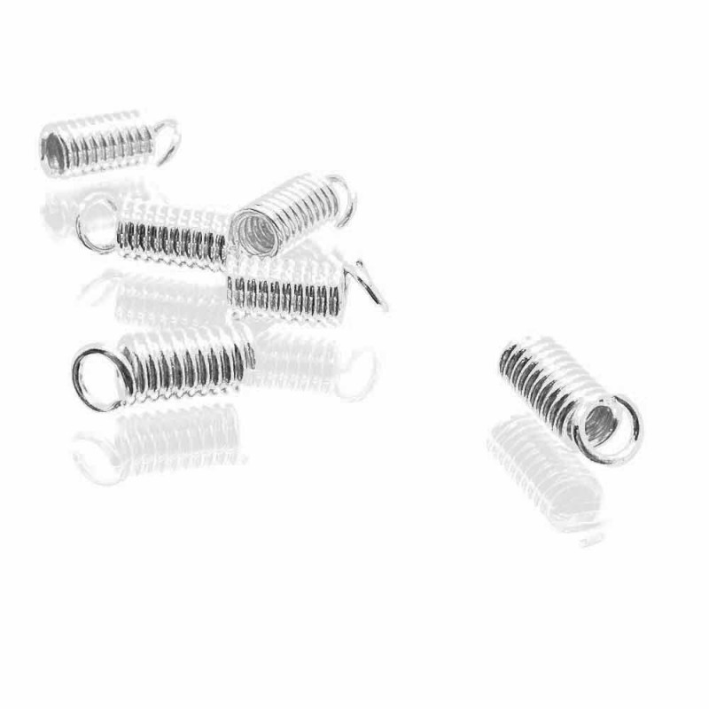 10x Spiralendkappe Innen 3mm hellsilberfarben 9x4mm Einklebhülsen - Schmuckzubehör Endkappe