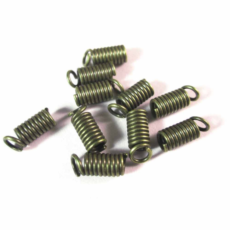 10x bronzefarben Spiralendkappe Innen 2mm 8x4mm Einklebkappe - Schmuckzubehör