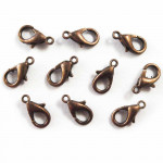 10x kupferfarben Karabinerhaken 12mm matt Schmuckverschluss - Schmuckzubehör