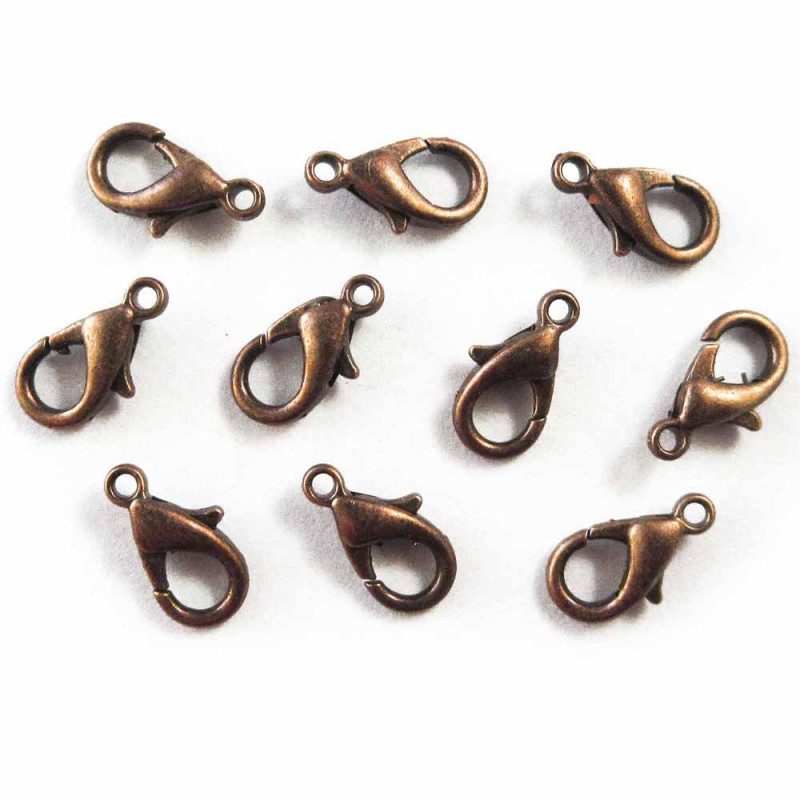 10x kupferfarben Karabinerhaken 12mm matt Schmuckverschluss - Schmuckzubehör - Leisure-Beads DIY