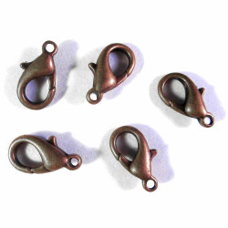 Leisure-Beads - 5x kupferfarben Karabinerhaken 14mm matt Schmuckverschluss Kettenverschluss - Schmuckzubehör