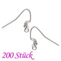 200 Stück Edelstahl Ohrfedern 17x22mm silberfarben - Schmuckzubehör - Leisure-Beads DIY