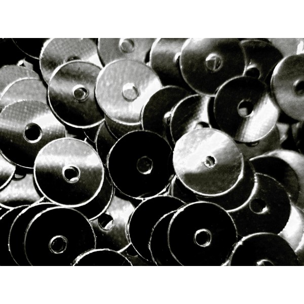 23g dunkle silberfarben Pailletten 6mm runde flache Pailletten - Bastelbedarf