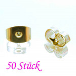 50x Edelstahl Ohrstopper 6x4mm goldfarben für Ohrringe - Schmuckzubehör