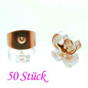 50x Edelstahl Ohrstopper 6x4mm rosegoldfarben für Ohrringe - Edelstahl Schmuckzubehör