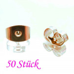 50x Edelstahl Ohrstopper 6x4,5mm rosegoldfarben für Ohrringe - Schmuckzubehör