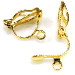 Leisure-Beads - 2x goldfarbene Ohrclips 13x6mm Rohlinge für Ohrclips - Schmuckzubehör Ohrclips