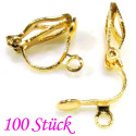 100x goldfarbene Ohrclips 13x6mm Rohlinge für Ohrclips - Schmuckzubehör Ohrclips