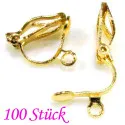 100x goldfarbene Ohrclips 13x6mm Rohlinge für Ohrclips - Schmuckzubehör Ohrclips - Leisure-Beads DIY