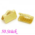 50x goldfarbene Bandklemme 10mm Bandverbinder - Schmuckzubehör