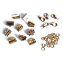 10 goldfarben Bandklemmen 10mm + 5 Karabiner + 20 Biegeringe als Schmuckzubehör Set für Halsbänder - Schmuckzubehör Set - Leisure-Beads DIY