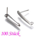 100x Edelstahl Ohrstecker 20x4mm mit Öse - Schmuckzubehör Ohrringe