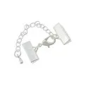 1x 13mm Bandklemme hellsilber Verschluss mit Karabiner und Kette platinfarben - Schmuckzubehör - Leisure-Beads DIY