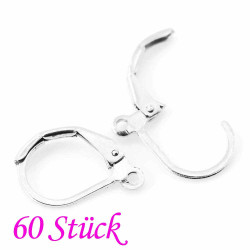 Leisure-Beads - 60 Stück hellsilberfarbene Brisuren 16x10mm geschlossene Ohrringe - Schmuckzubehör