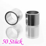 50x Edelstahl Perle 6x5mm innen 5mm Großlochperle silberfarben - Schmuckzubehör