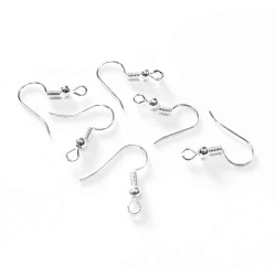 Leisure-Beads - 10x Ohrfedern 19x20mm mit Stopper hellsilberfarben Ohrfedern - Schmuckzubehör zum Ohrringe selbermachen