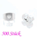 500x hellsilberfarben Ohrstopper 6x4mm für Ohrstecker - Schmuckzubehör Ohrringe basteln