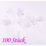 100x halbtransparente Silikon Ohrstopper 11x6mm - Schmuckzubehör Ohrringe basteln