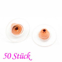 50x rosegoldfarben Ohrstopper 6x11mm für Ohrstecker und transparent - Schmuckzubehör Ohrringe