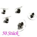 50x gunmetal Ohrstopper 11x6mm für Ohrstecker und transparent - Schmuckzubehör Ohrringe