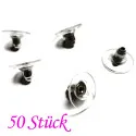 50x gunmetal Ohrstopper 11x6mm für Ohrstecker und transparent - Schmuckzubehör Ohrringe - Leisure-Beads DIY