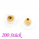 200x goldfarbene Ohrstopper 11x6mm für Ohrstecker und transparent - Schmuckzubehör Ohrringe - Leisure-Beads DIY