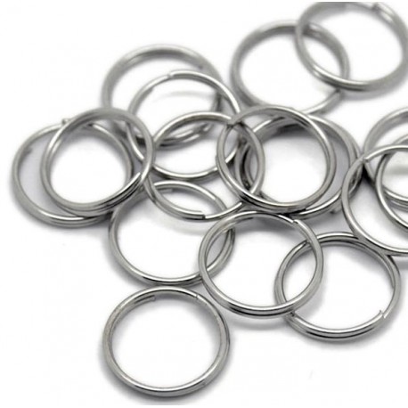 Leisure-Beads - 5x Spaltring 16mm rund silberfarben Schlüsselring - Schmuckzubehör Spaltring
