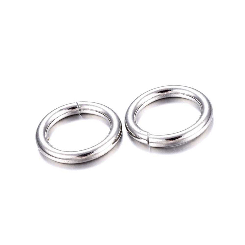 10x Edelstahl Biegering 14mm x 2mm silberfarben - Schmuckzubehör - Leisure-Beads DIY