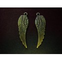 1x bronzefarbener Engelsflügel 30x10mm Schmuckanhänger - Schmuckzubehör