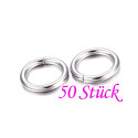 50x Edelstahl Biegering 14mm x 2mm silberfarben - Schmuckzubehör