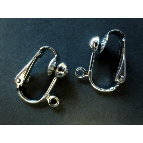 Leisure-Beads - 2x silberfarben Ohrclips 12x16mm - Schmuckzubehör Ohrclips