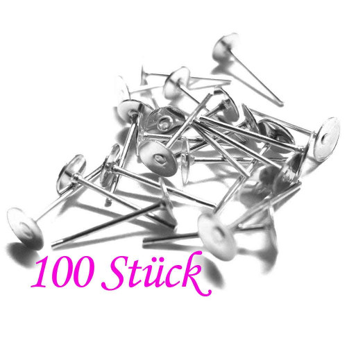 Leisure-Beads - 100x 316er Edelstahl 3mm Ohrstecker zum Bekleben Studs - Schmuckzubehör Ohrringe
