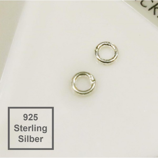 2x Ring 925 Sterling Silber 4mm x 0,8mm geschlossen Binderinge - Echtsilber Schmuckzubehör - Leisure-Beads DIY
