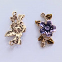 1x KC-goldfarbener Schmuckverbinder 20x11x3mm emaillierte Strass Blume - Schmuckzubehör