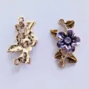 1x KC-goldfarbener Schmuckverbinder 20x11x3mm emaillierte Strass Blume - Schmuckzubehör - Leisure-Beads DIY