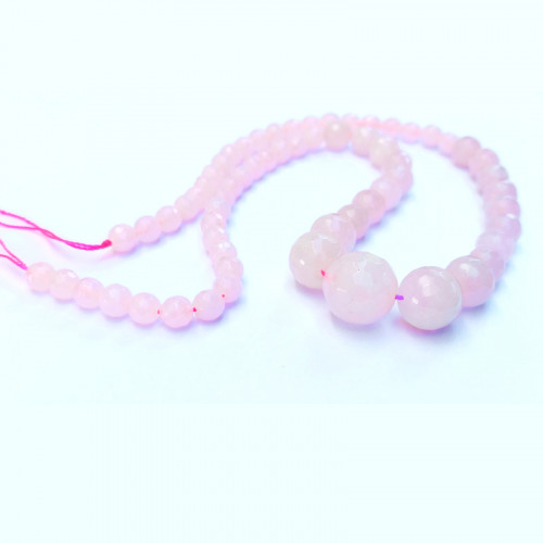 Leisure-Beads - Strang Rosenquarz Perlen 44cm 5-14mm Natursteinperlen - Schmuckzubehör