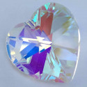 1x Herz Anhänger 28x28mm transparent AB Glas Schmuckanhänger - Schmuckzubehör